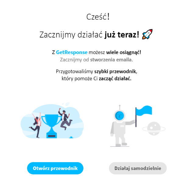 Potwierdzenie założenia konta w GetResponse