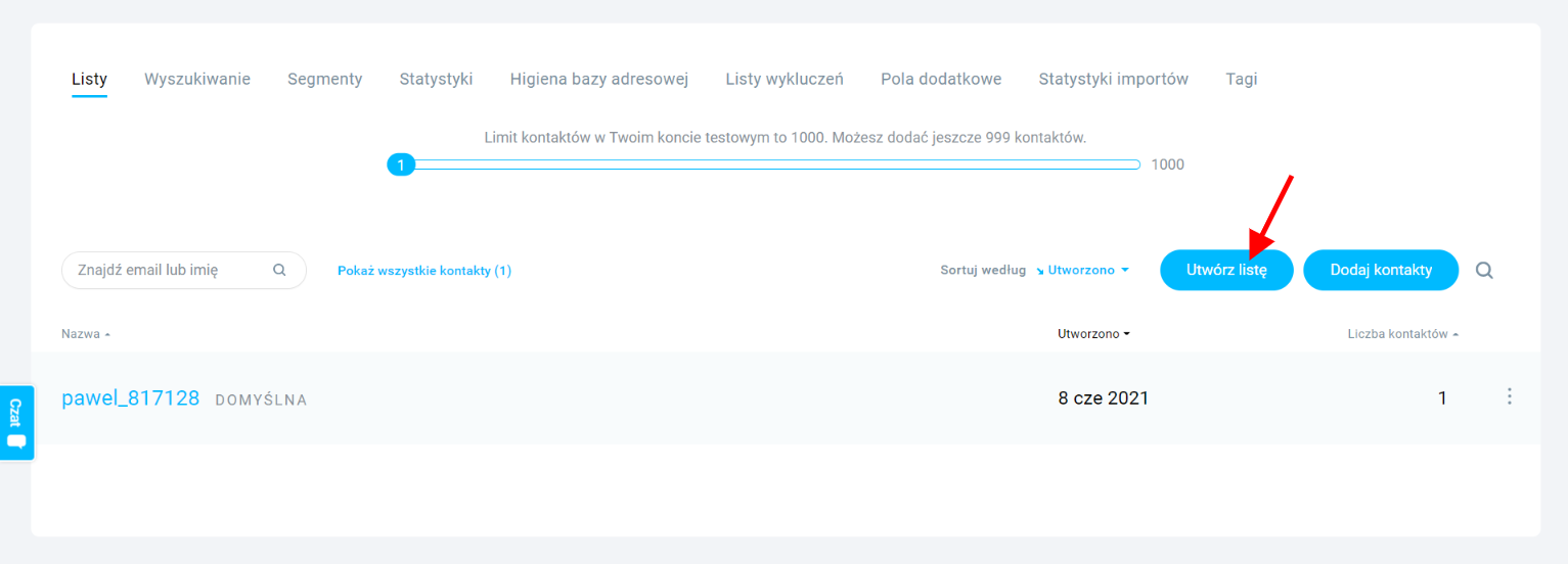 Tworzenie listy mailingowej w GetResponse