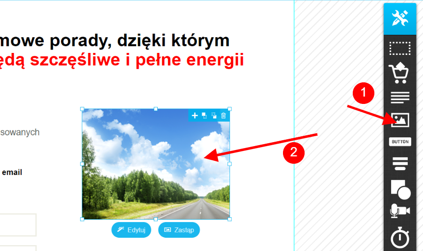 Wstawianie obrazka na landing page w GetResponse