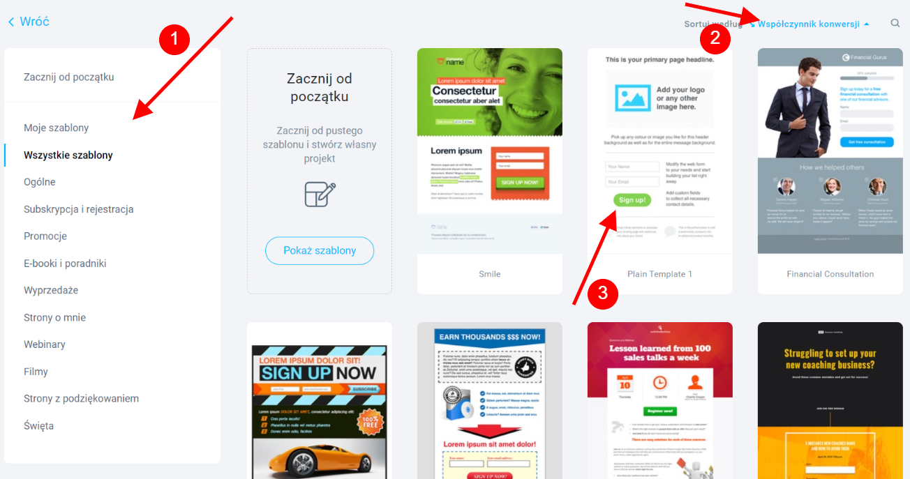 Przykłady szablon&oacute;w landing page do zapis&oacute;w na newsletter
