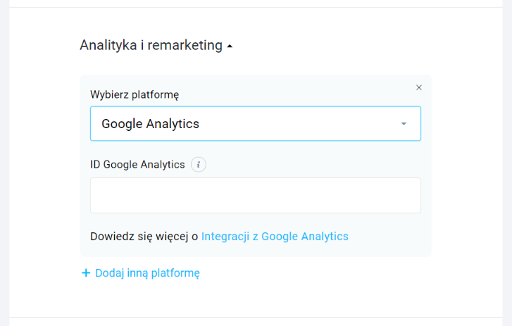 Ustawienia analityki pod landing page