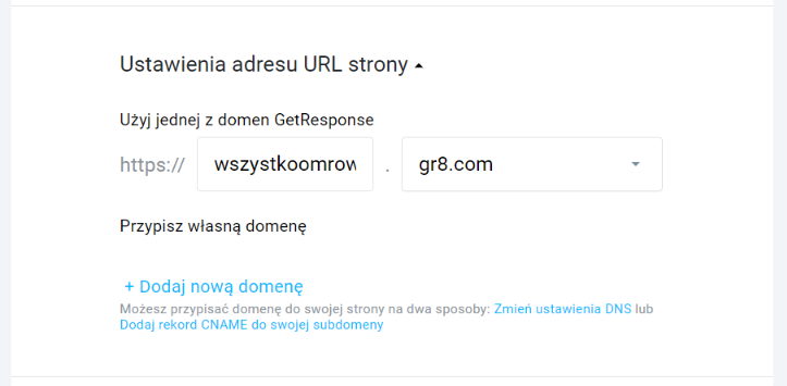 Ustawienia URL i domeny pod landing page