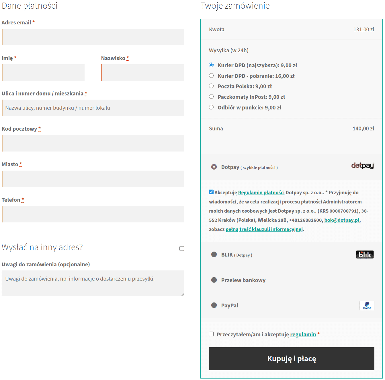 Checkout WooCommerce po zmianach