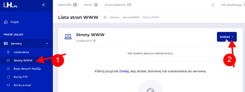 Podpięcie domeny do hostingu - krok 3