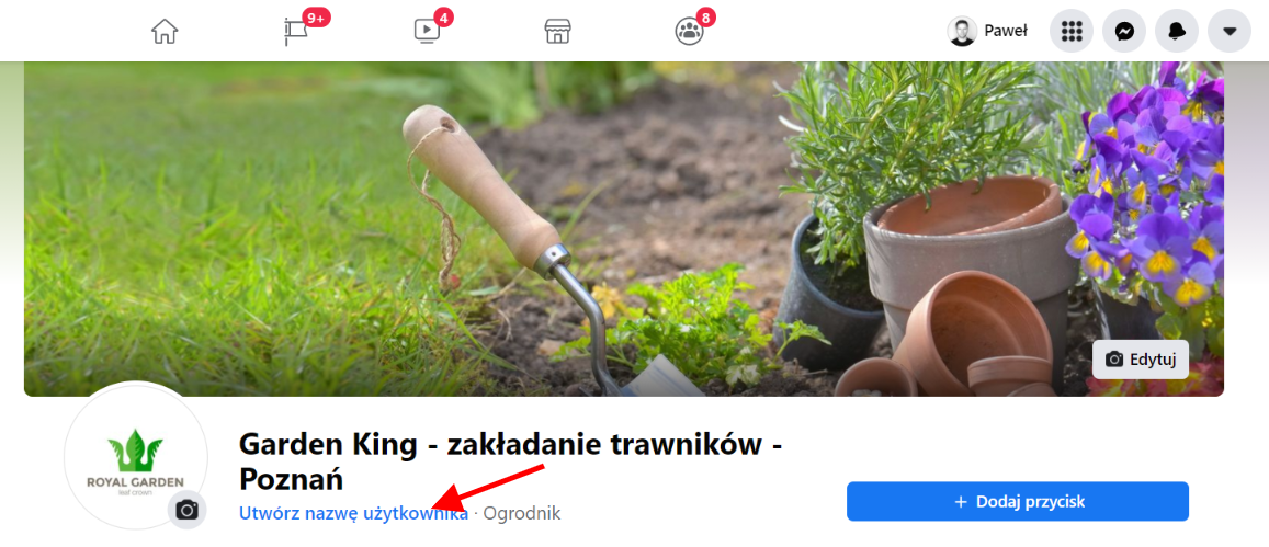 Zmiana nazwy użytkownika fanpage