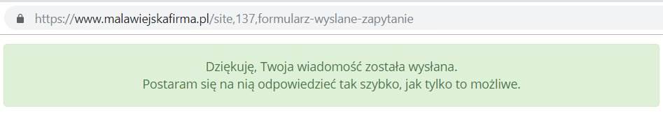 Potwierdzenie wysłania zapytania