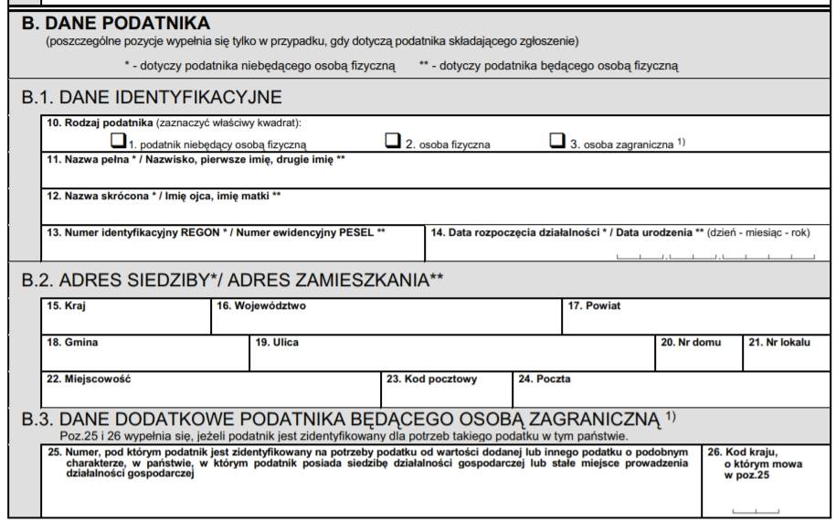 Zgłoszenie VAT-R - formularz - krok 2
