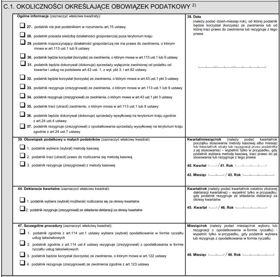 Zgłoszenie VAT-R - formularz - krok 3