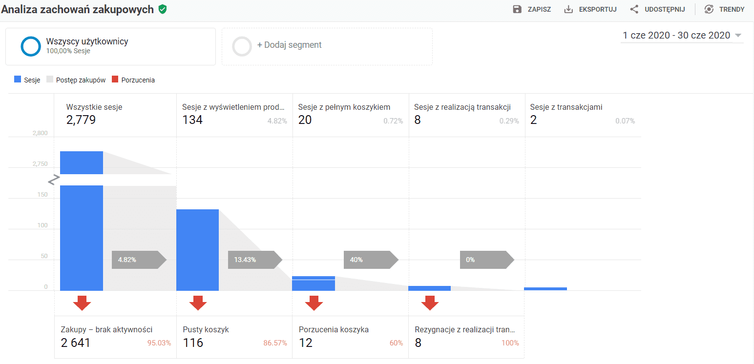 Zachowania zakupowe Klient&oacute;w w sklepie internetowym - lejek sprzedażowy