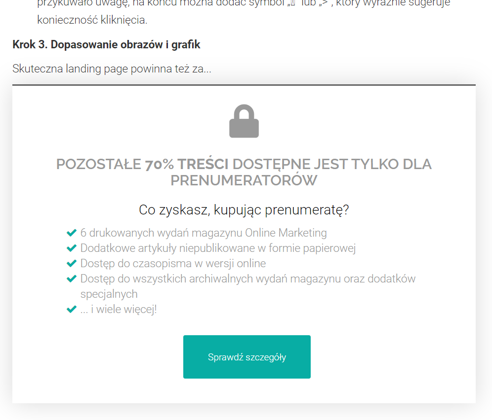 Lead magnet: prenumerata