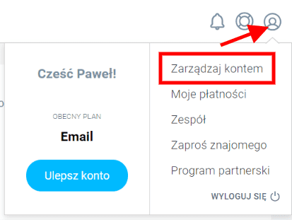 Newsletter - zarządzanie kontem