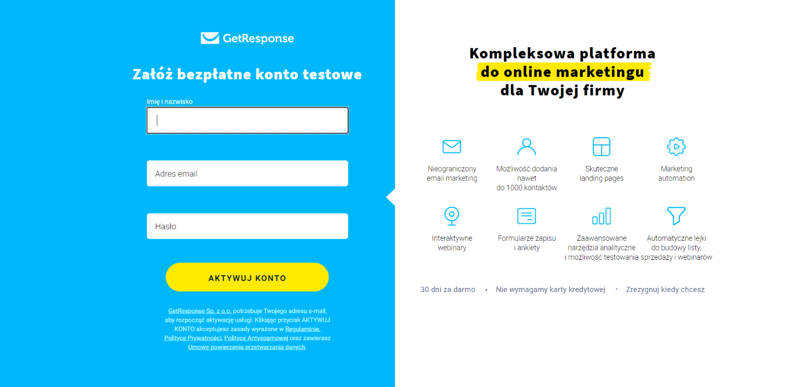 Rejestracja usługi newslettera