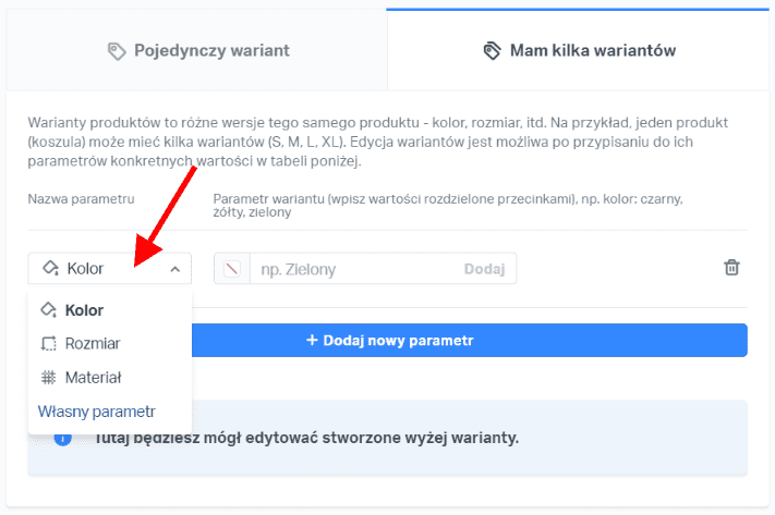 Warianty produkt&oacute;w w sklepie Shoplo