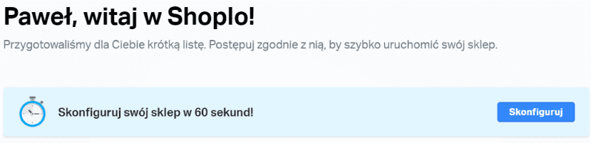 Powitanie w sklepie Shoplo
