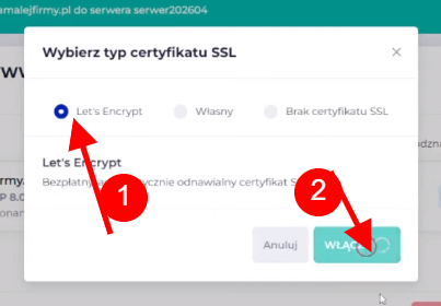 Instalacja darmowego certyfikatu SSL - krok 2