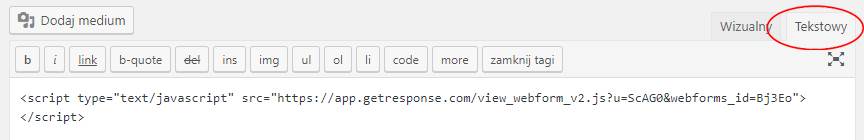 Wstawienie okna zapisu newslettera na stronę