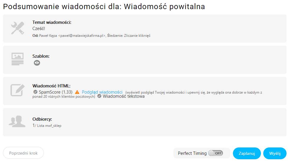 Ustawienia wysyłki newslettera