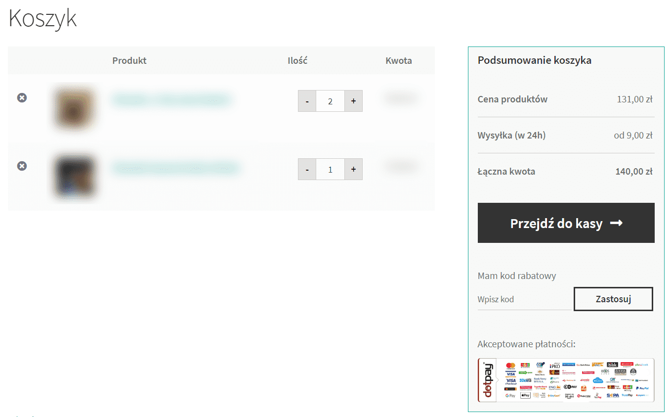 Uproszczony koszyk WooCommerce po zmianach