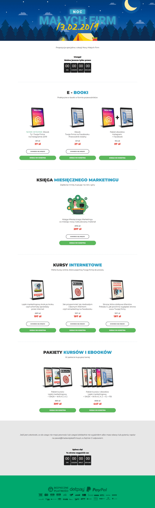 Kampania reklamowa - Noc Małych Firm - landing page