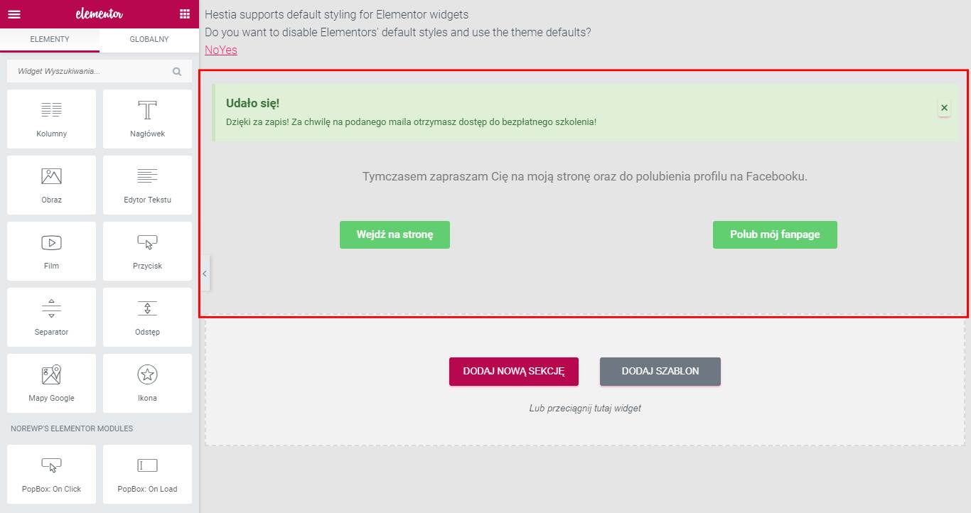 Strona podziękowania do landing page w WordPress-ie