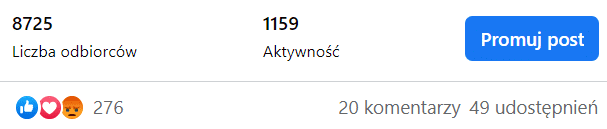 Post sklepu promowany na FB