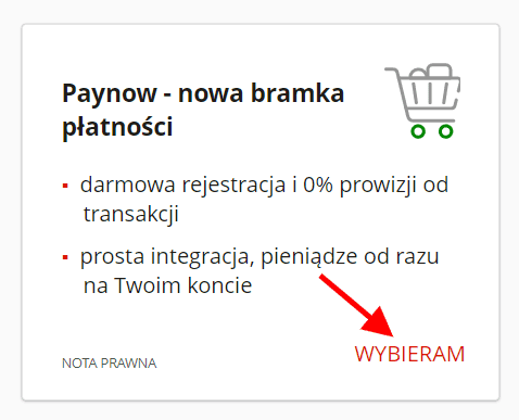 mBank - menu usługi Paynow