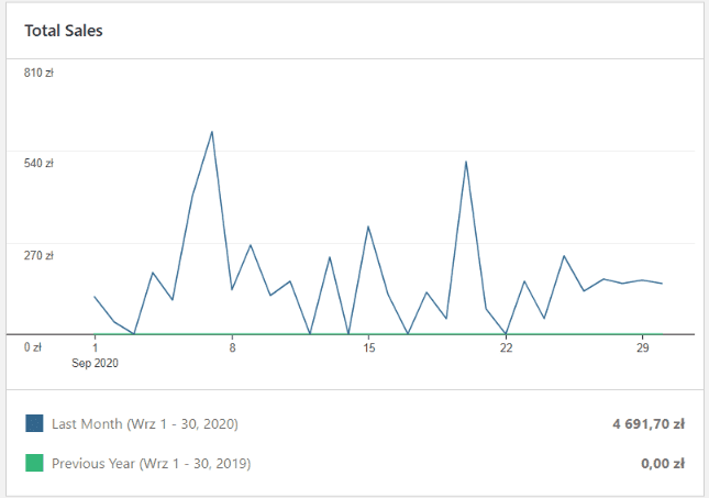Przychody sklepu internetowego - miesiąc 9 - wrzesień 2020