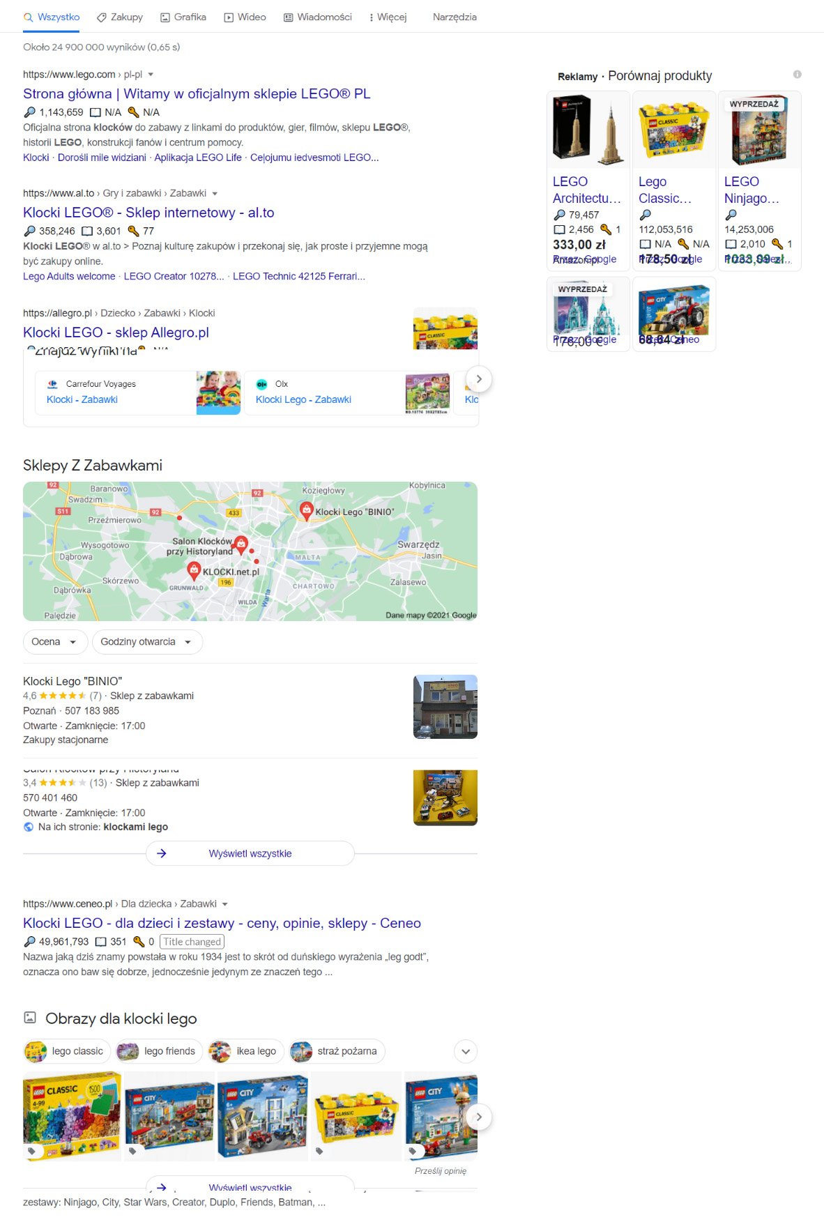 Przykład strony wynik&oacute;w wyszukiwania w Google