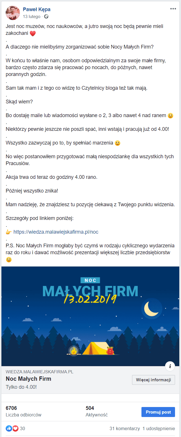 Marketing internetowy na Facebooku - reklama w kampanii