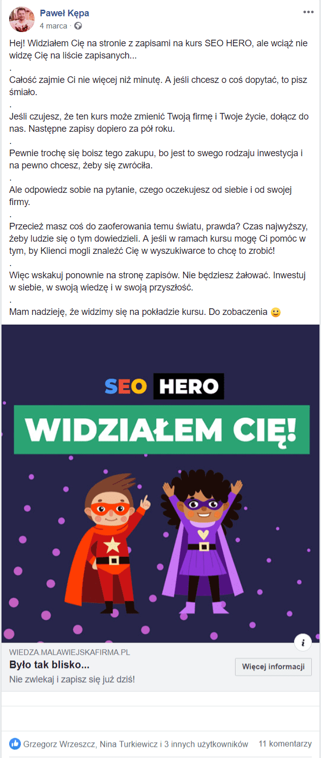 Reklama na Facebooku - remarketing