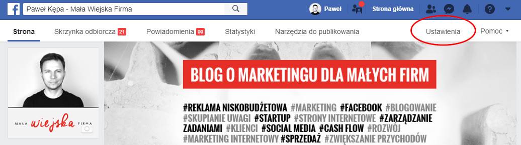Ustawienia na fanpage