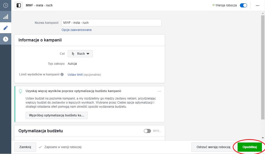 Szczeg&oacute;ły kampanii reklamowej na Instagramie