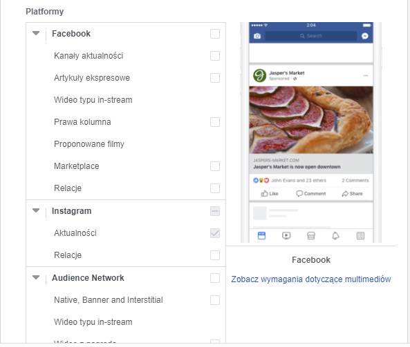 Wyświetlanie reklam na Instagramie