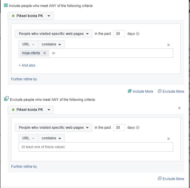 Remarketing na Facebooku - wykluczanie osób z grupy odbiorców reklamy