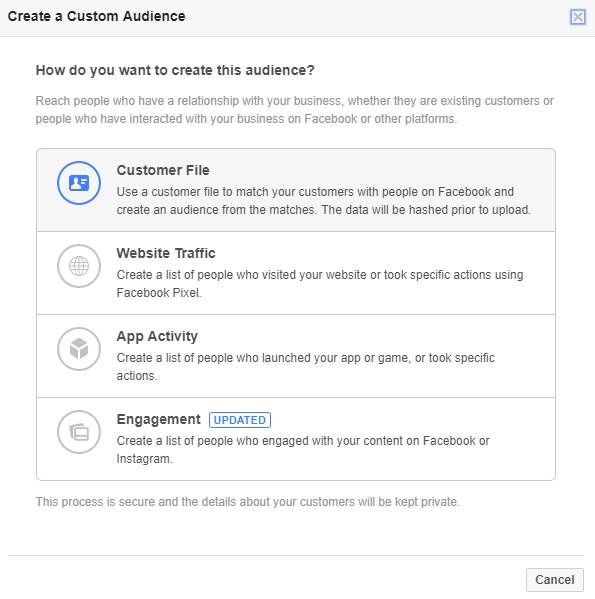 Tworzenie grupy odbiorców niestandardowych na Facebooku na podstawie adresów email