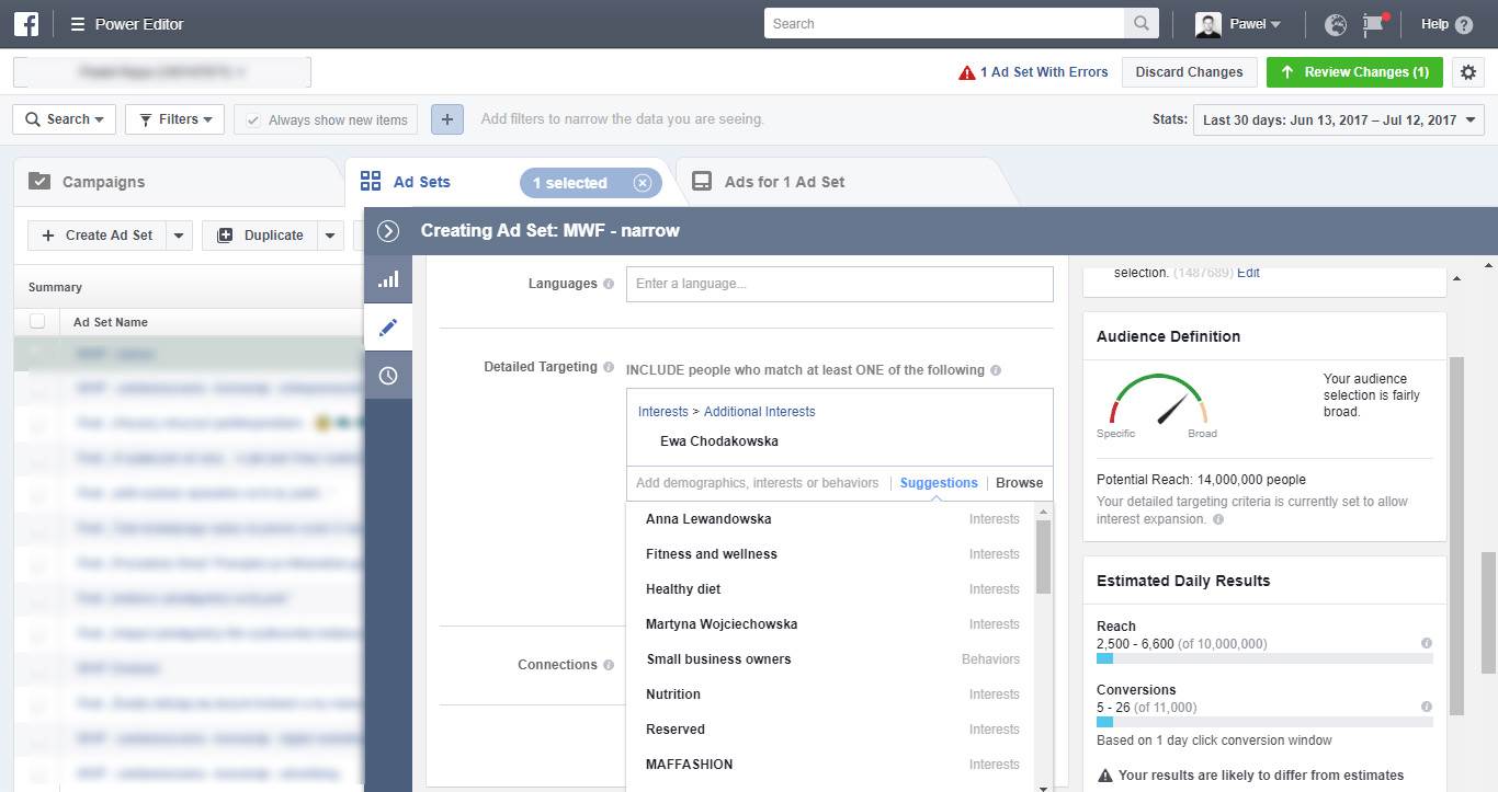 Taregtowanie - podpowiedzi od Facebooka