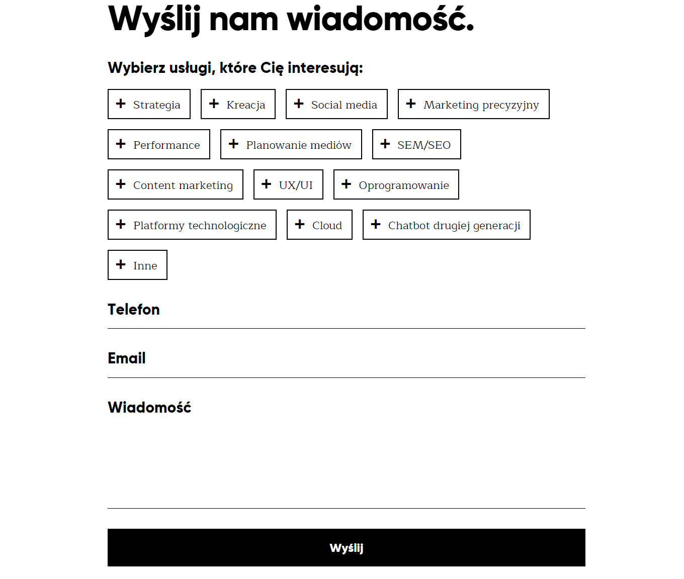 Przykład segmentacji - formularz w firmie usługowej