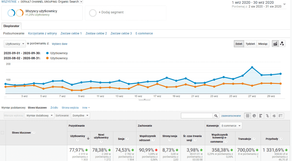 SEO sklepu internetowego po 9 miesiącach