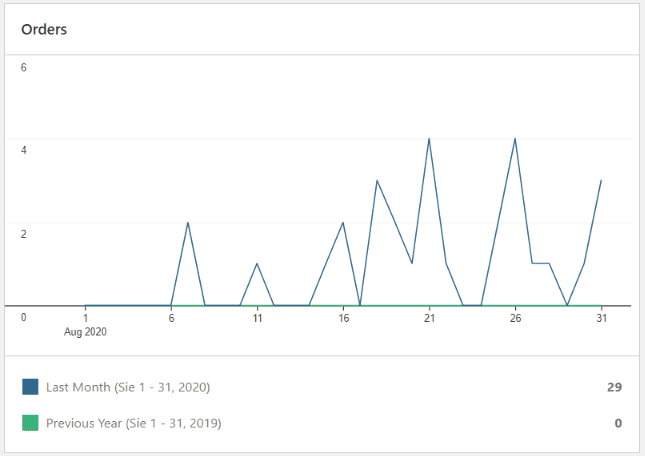 Zam&oacute;wienia sklepu internetowego - miesiąc 8 - sierpień 2020