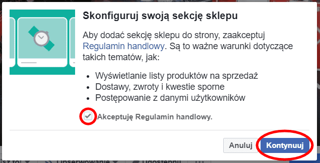 Regulamin sprzedaży na Facebooku