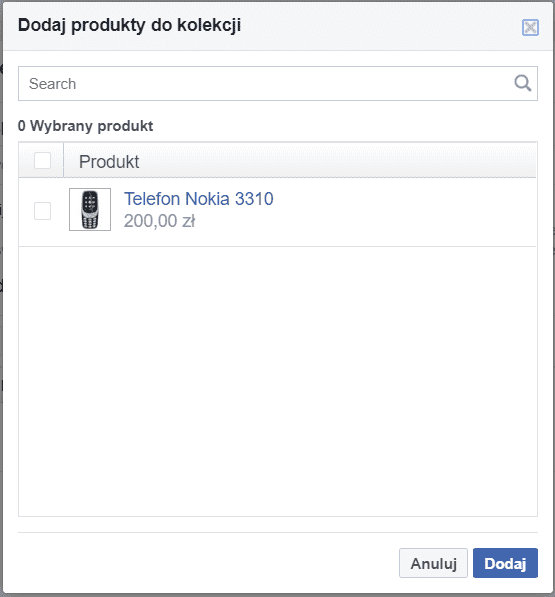 Przypisanie produktów w sklepie na Facebooku