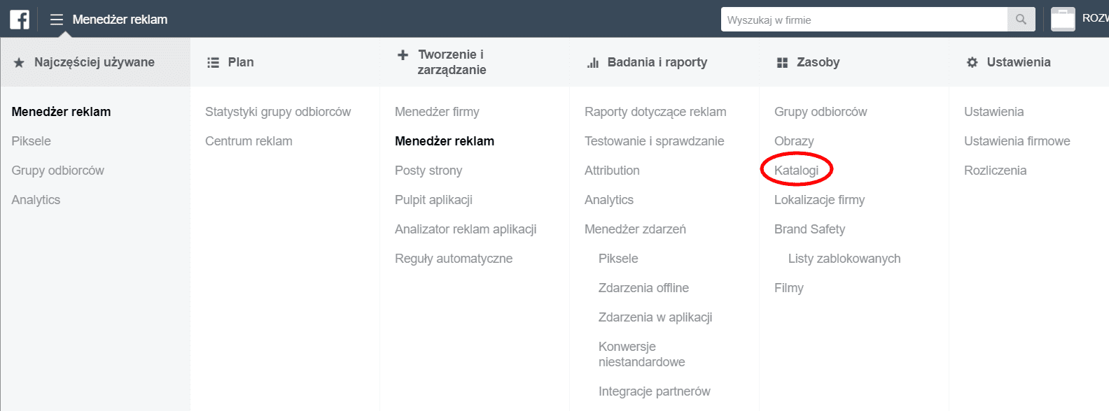 Katalog produktów na Facebooku