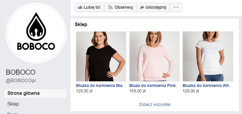 Sklep na Facebooku - BOBOCO