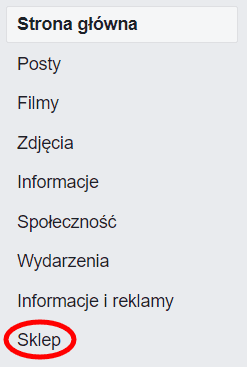 Sklep na fanpage