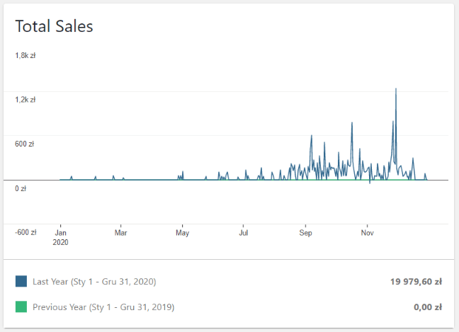 Przychody sklepu internetowego od zera - cały rok 2020