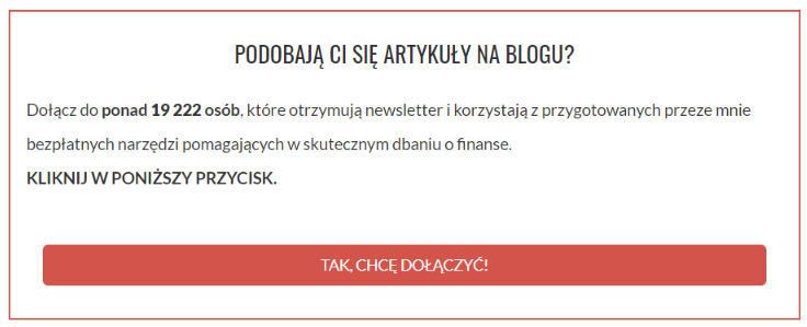 Social proof listy mailingowej - przykład 1 - liczba subskrybent&oacute;w