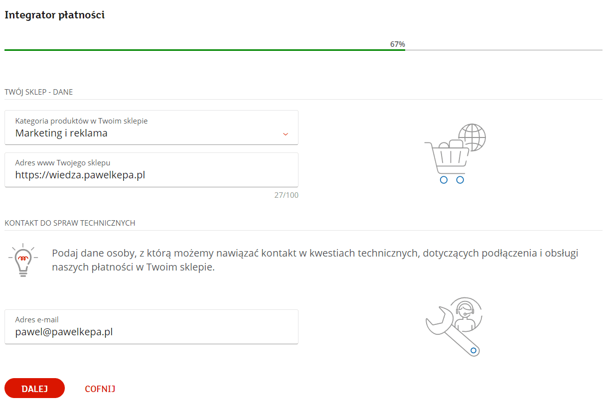 Wniosek o płatności online Paynow - krok 2