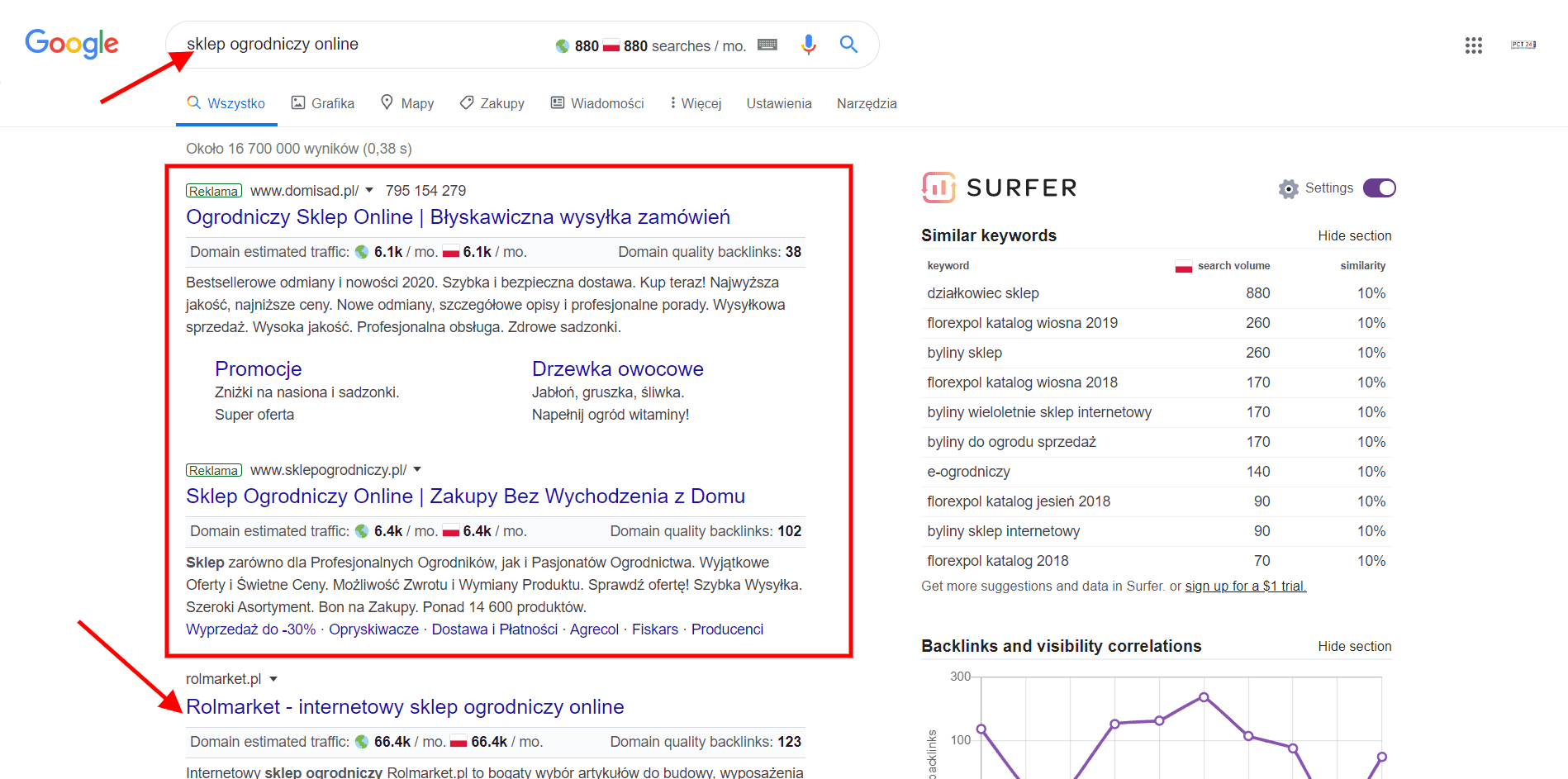 Na jakie słowa pozycjonuje się konkurencja?