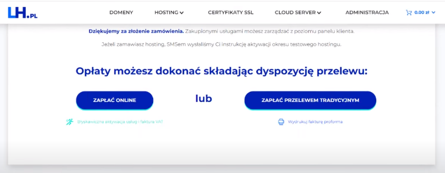 Zakup hostingu - krok 4