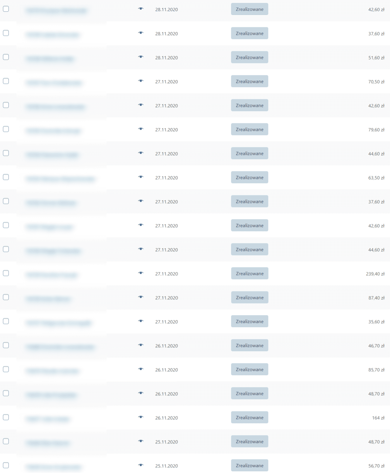 Zam&oacute;wienia sklepu internetowego - miesiąc 11 - listopad 2020 - 2